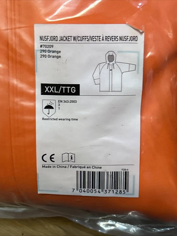 Helly Hansen Nusfjord Chaqueta de Lluvia y Baberos Conjunto Naranja Impermeable XXL Foto 4 de 4
