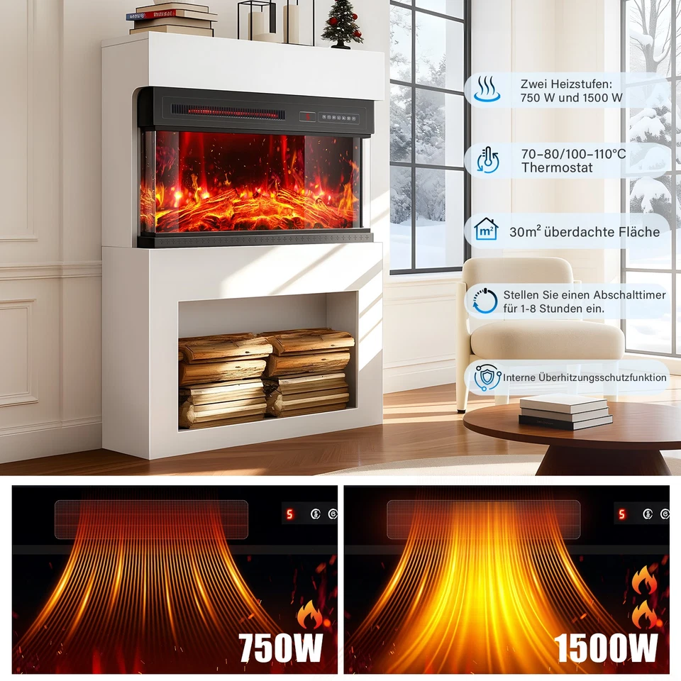 OYAJIA Electric Fireplace Electric Fireplace With Remote Control 12 Colours With Heater - Image 4 of 4