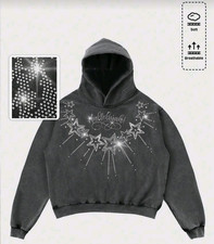 New Luxury Men Diamond Stars Rhinestones Fashion Black Gray Hoodie High Quality