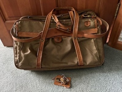 Vintage Hartmann 3 Compartment Nylon Leather Garment Weekend Tote Luggage Bag