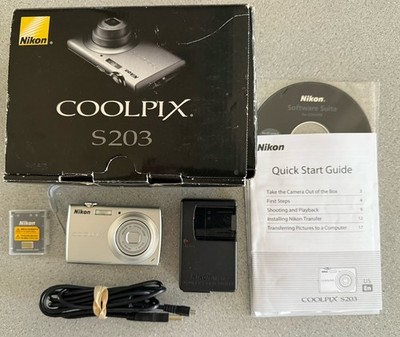 MINT Nikon COOLPIX S203 10.0MP Digital Camera w/ Box, Manuals, Battery, CD
