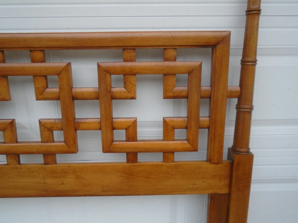 Cabecero alto imitación bambú calado tamaño queen Chippendale Chinoiserie Mandarín Foto 4 de 4