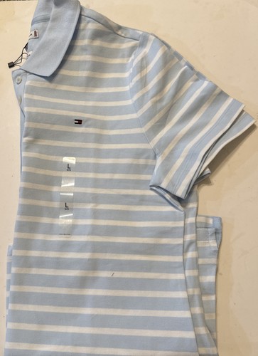 TOMMY HILFIGER WOMENS POLO SHIRT. LARGE. NEW. STRIPS WHITE AND BLUE($64.50 ) - Picture 16 of 17