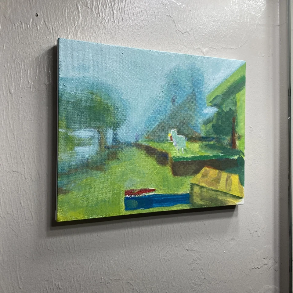 Pintura de paisaje Minecraft 8x10 pintura original arte herobrino Foto 2 de 4