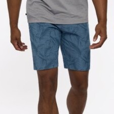 Travis Mathew Golf Shorts Mens 40 Blue Palm Leaf Print Stretch Performance