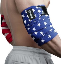 DMoose Fitness Elbow Wraps for Weightlifting Pair 40" Adjustable American