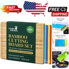 Luxury Bamboo Cutting Board Set with 6 Color-Coded Flexible Mats - Large 17x12