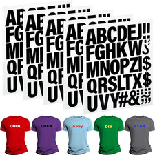 220 Pieces Iron on Letters for Clothing, 5 Sheets of Black Heat Transfer Vinyl f