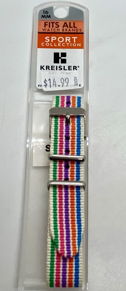 NEW KREISLER Striped Watch Band SPORT COLLECTION 16mm All Brands W/Spring Bars - Image 3 of 3