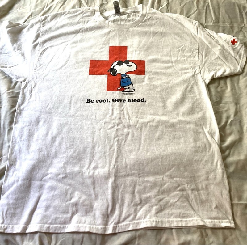 2023 American Red Cross Snoopy Joe Cool Be Cool Give Blood T-Shirt Xtra Large Xl