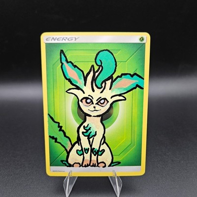 Leafeon Grass Pokémon TCG Card   Hand-painted.