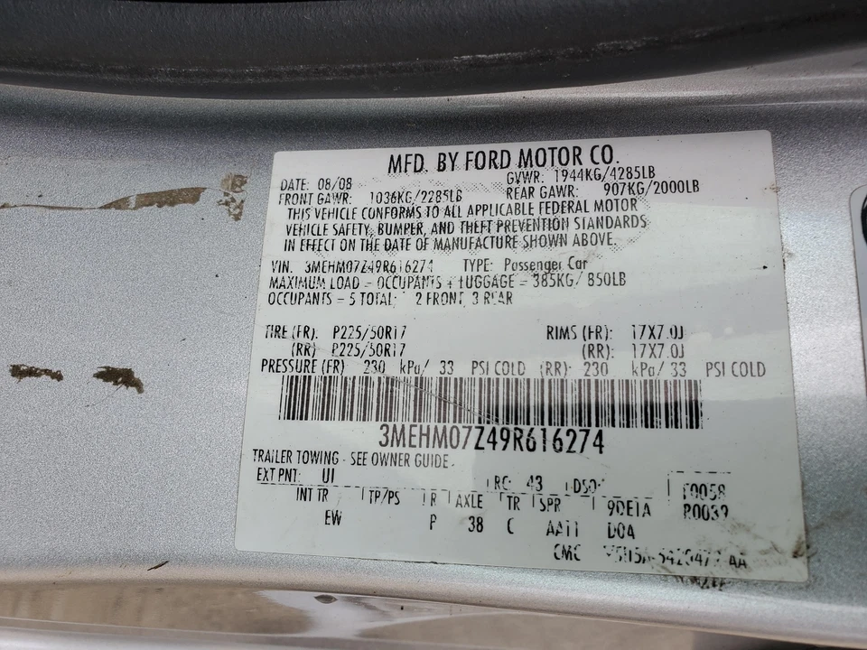 **RETIRADA LOCAL** 2006-2009 Mercury Milan 2.3L conjunto de motor (vin Z) - Imagem 4 de 4