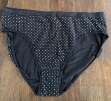 L Vintage Victoria s Secret Cotton High Leg Brief Signature Panties Black polka
