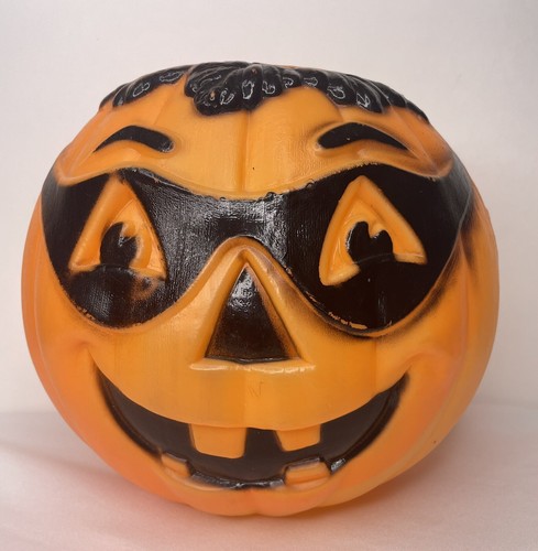 Vintage Halloween Black Mask Masked Bandit Jack-O-Lantern Blow Mold Pumpkin USA