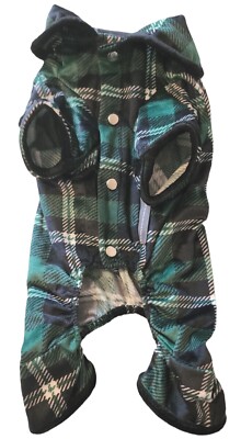Berkshire Pet Super Soft Green, Black, & White Plaid Puppy/Dog Pajamas,XS or Sm 