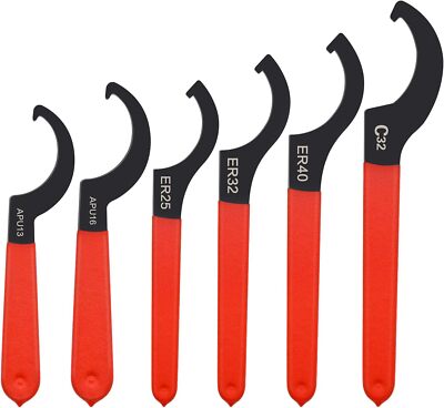 (6 - Pcs) - Coilover Spanner Wrench Set, C-Shape Shock Spanner Hook Wrench Tools