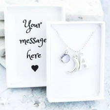 Crescent Moon Necklace, Personalised Gifts, Gifts for Her, Celestial Pendant