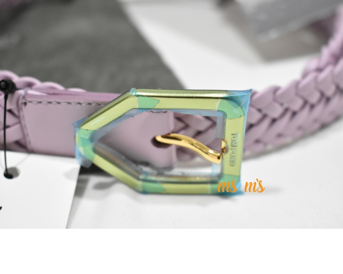 NIB TOM FORD  Lilac Purple 2.5cm Woven Leather Belt EU100 Purple Leather Belts for Women for sale | eBay main image 4