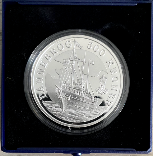 Denmark 2008 Queen Margrethe II 500 Kr Royal Yacht Silver Proof Coin & COA Mint - Picture 2 of 4