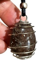 Grand collier pendentif en quartz fumé Madagascar. AAA Grade Beaded - Stmsq12