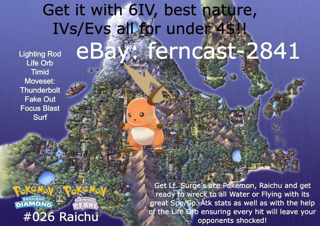 Shiny RAICHU 6IV / Pokemon Brilliant Diamond and Shining Pearl