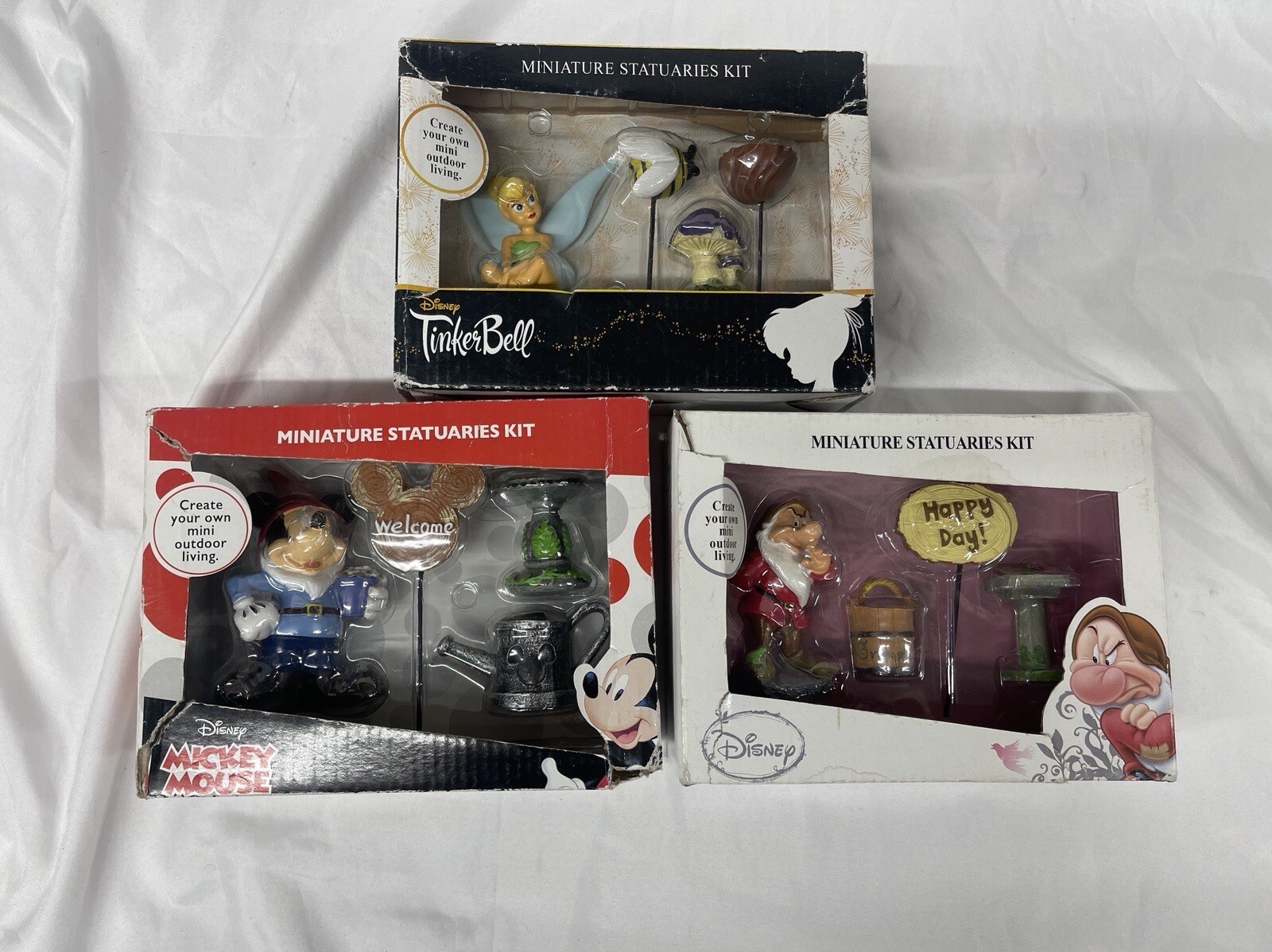 Disney Miniature Statuaries Kit Fairy Garden Mickey Tinkerbell Grumpy