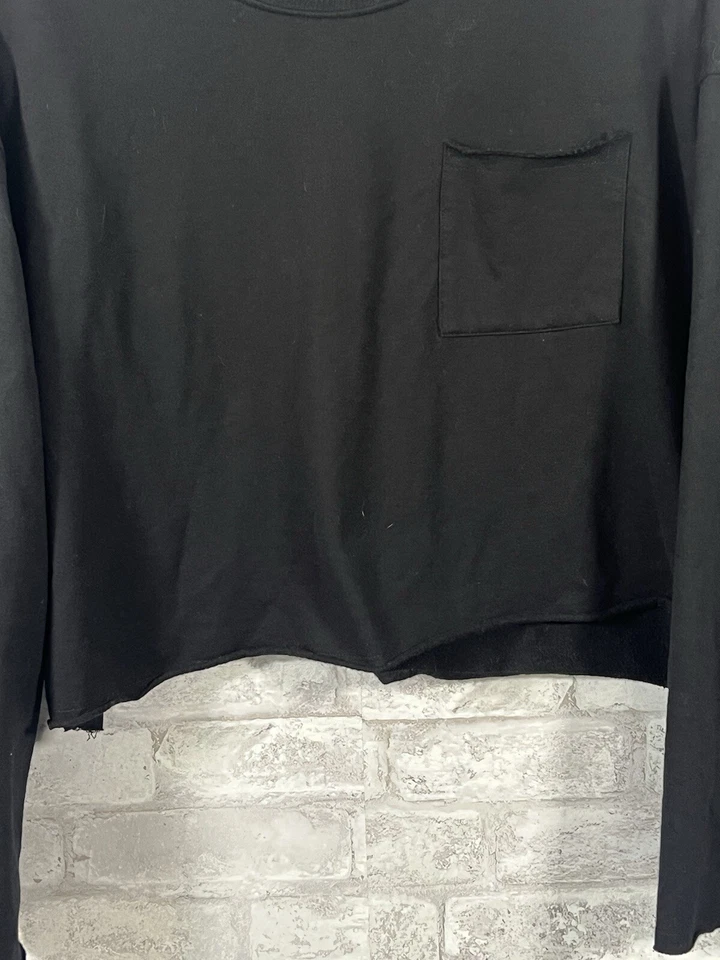 Vintage One Step Up Black Pullover Cropped Sweatshirt w/ Pocket Size XL - Image 2 of 4