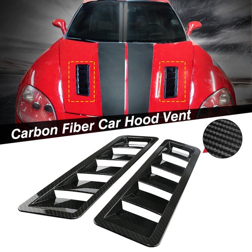 2x Carbon Fiber Car Hood Vent Scoop Louver Scoop Cover Air Flow Intake Universal - Bild 1 von 8