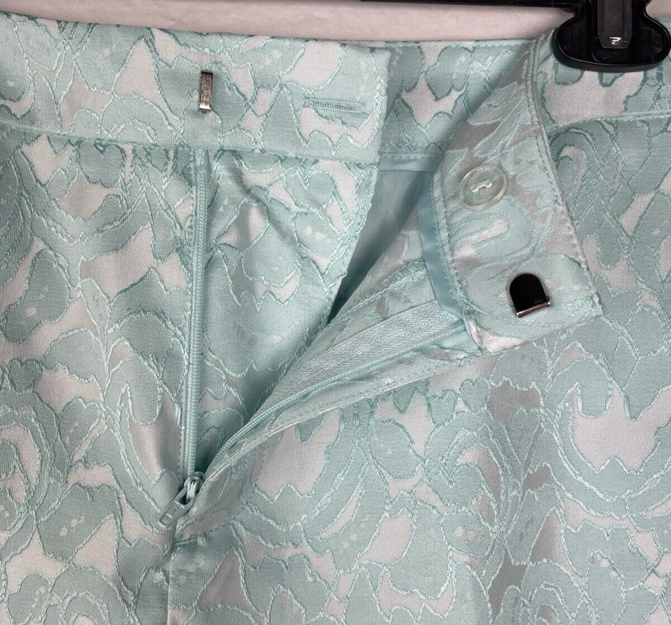 Jennifer Lopez-JLO-Pantalones Cortos Chinos-Estampado Floral-Turquesa-Talla 8-Bolsillos-ENVÍO GRATUITO Foto 3 de 4