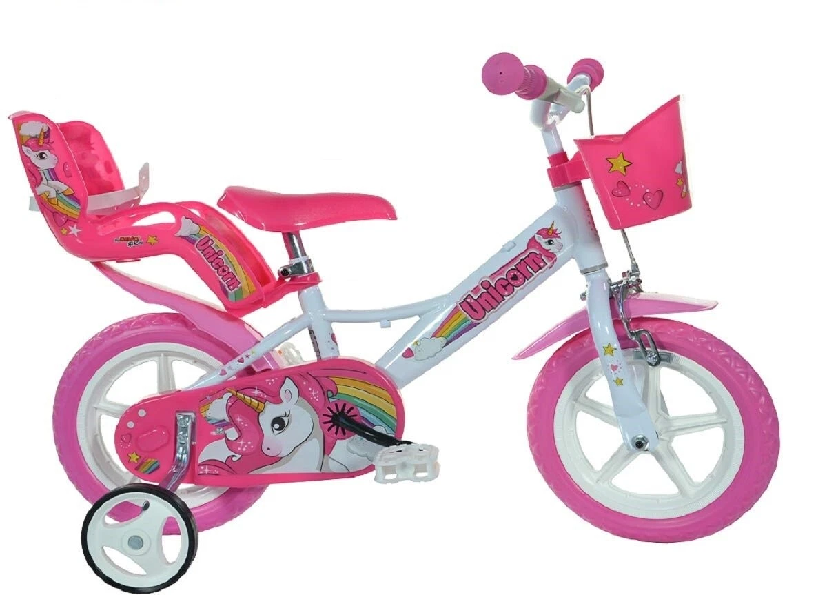 BICYCLE 12 UNICORN PINK AND WHITE FOR GIRLS FROM 3 YEARS DINO