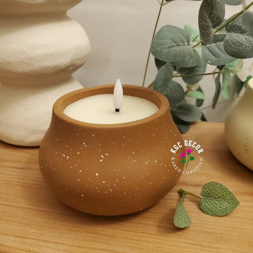 Led Candle set in Ceramic Pot Flameless Indoor Outdoor Timer Lumineo Boxed - Picture 5 of 10