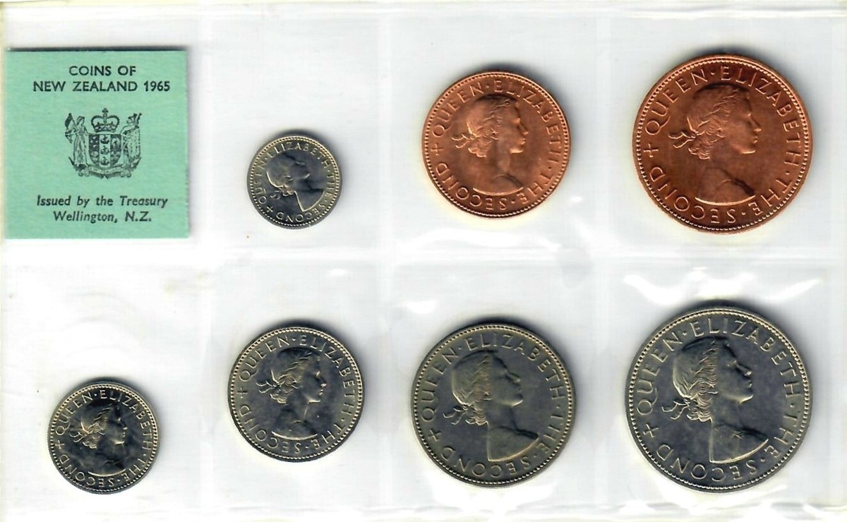 1965 NEW ZEALAND - OFFICIAL MINT BU SET (7) - LAST PRE