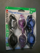 3 Pack Dolfino Pacesetter Adult Swim Goggles Latex Free (B171)