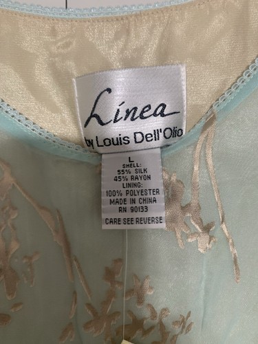 NWT Linea by Louis Dell'Olio Blouse Silk Blend Top Light Green W Gold Size L - 第 3/6 張圖片