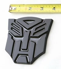 3D Transformers Autobots Optimus Prime Gloss Black Metal Emblem Badge Decals Car