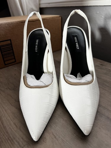 Nine West White Sling Back Pump Wnfeather3 Size 7