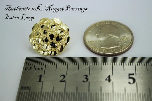 10K Soild Gelbgold Nugget Runde Diamant Schliff Ohrstecker für Männer Frau - Bild 4 von 11