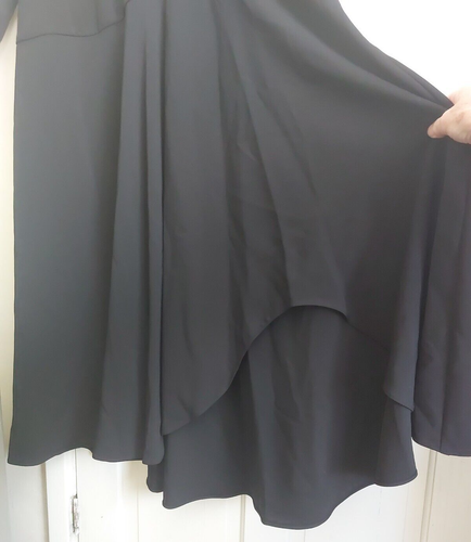 Gina Bacconi Moos Krepp Kleid gefüttert Mieder schwarz Gr UK 14 asymmetrischer Rock - Bild 8 von 10