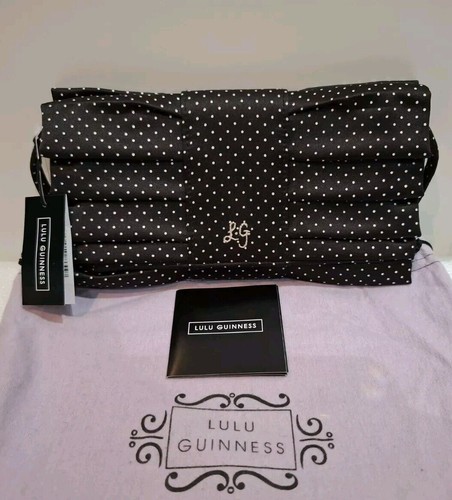 Lulu Guinness Small Black & Stone Polka Dot Clutch Bag NWT - Picture 2 of 10