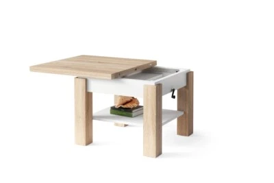 Couchtisch Kaffeetisch Wohnzimmertisch Laro Sofatisch mit Brett Höhenverstellbar - Bild 1 von 4
