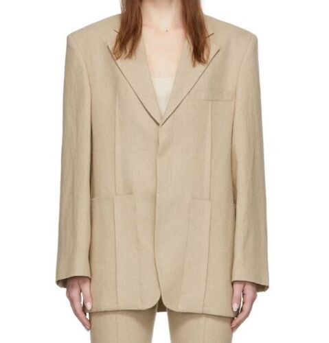 Jaquemus "Le Splash" women's blazer 44FR/16UK 100% Linen Oversized RRP £699 - Picture 2 of 16