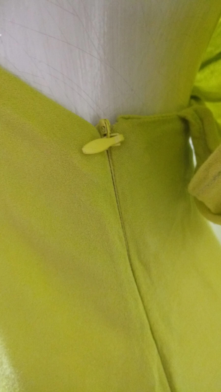 VETEMENTS YFB Abbigliamento Vestito Donna Asimmetrico Increspato Verde Limone Tg XSmall Dolman Slv