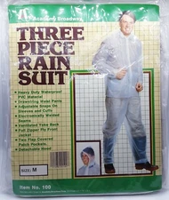 NOS Vintage Academy Broadway Three Piece Rain Suit Waterproof M Clear Golf NEW