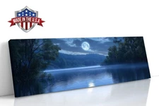 Midnight on the Riverbend Canvas Print for Home Decor, Wall Decor Art Poster