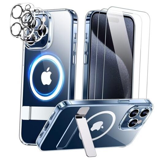 Magnetic for iPhone 15 Pro Case, [10FT Military Grade Drop Protection] [2 Pcs