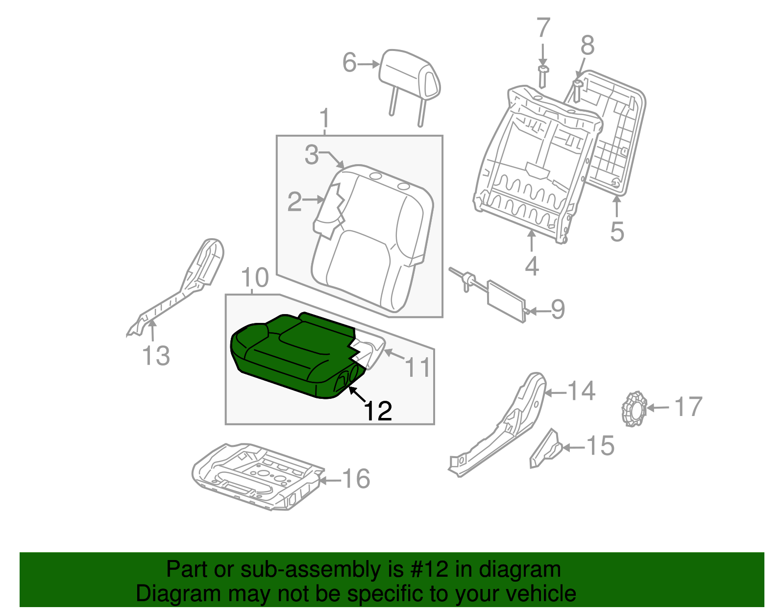 Genuine Nissan Xterra Driver Left Front Seat Bottom Cushion Cover 87370
