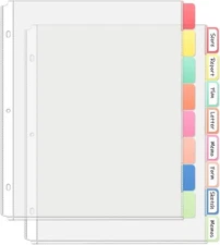 8 Tab Clear Sheet Protectors for 3 Ring Binder Dividers