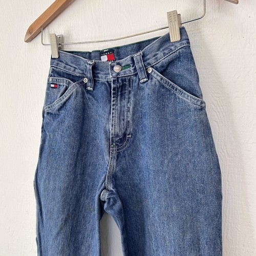 VINTAGE Tommy Hilfiger Jeans Boys 8 Blue Carpenter Cargo Baggy Skater 90s Y2K - Picture 3 of 8