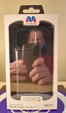 MYBAT FOR APPLE IPHONE 12 MAX / PRO CELL PHONE CASE BLACK LEATHER