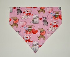 VALENTINE'S DAY DOGS ON PINK DOG SCARF/BANDANA--S, M, L